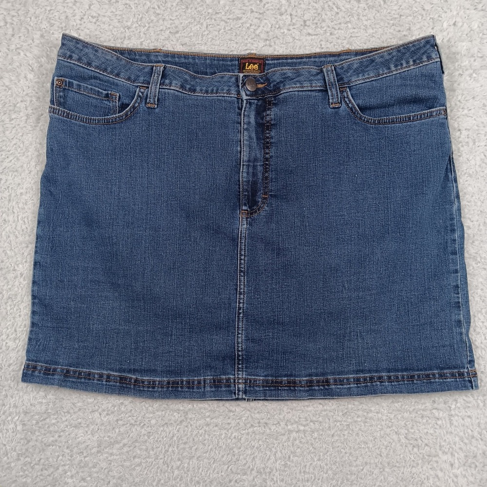 Lee Skirt Denim Mini Women 22 Medium Blue Stretch Five Pocket 112330949